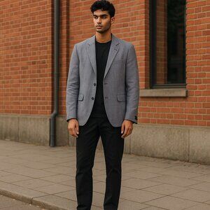 Gagliardi Blue Pin Stripe Blazer Size 40R. 100% Delave Linen New With Tags.